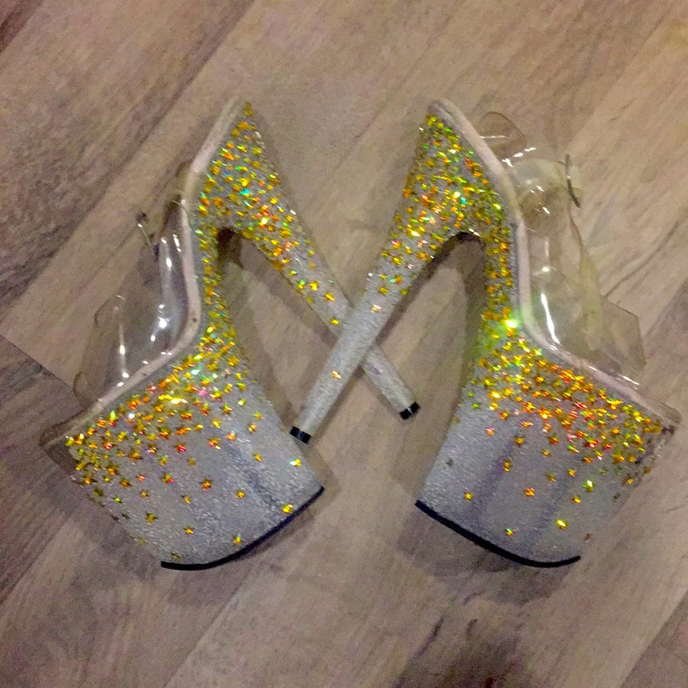 8” Heels Pleaser Stiletto Swarovski Sparkle Stars